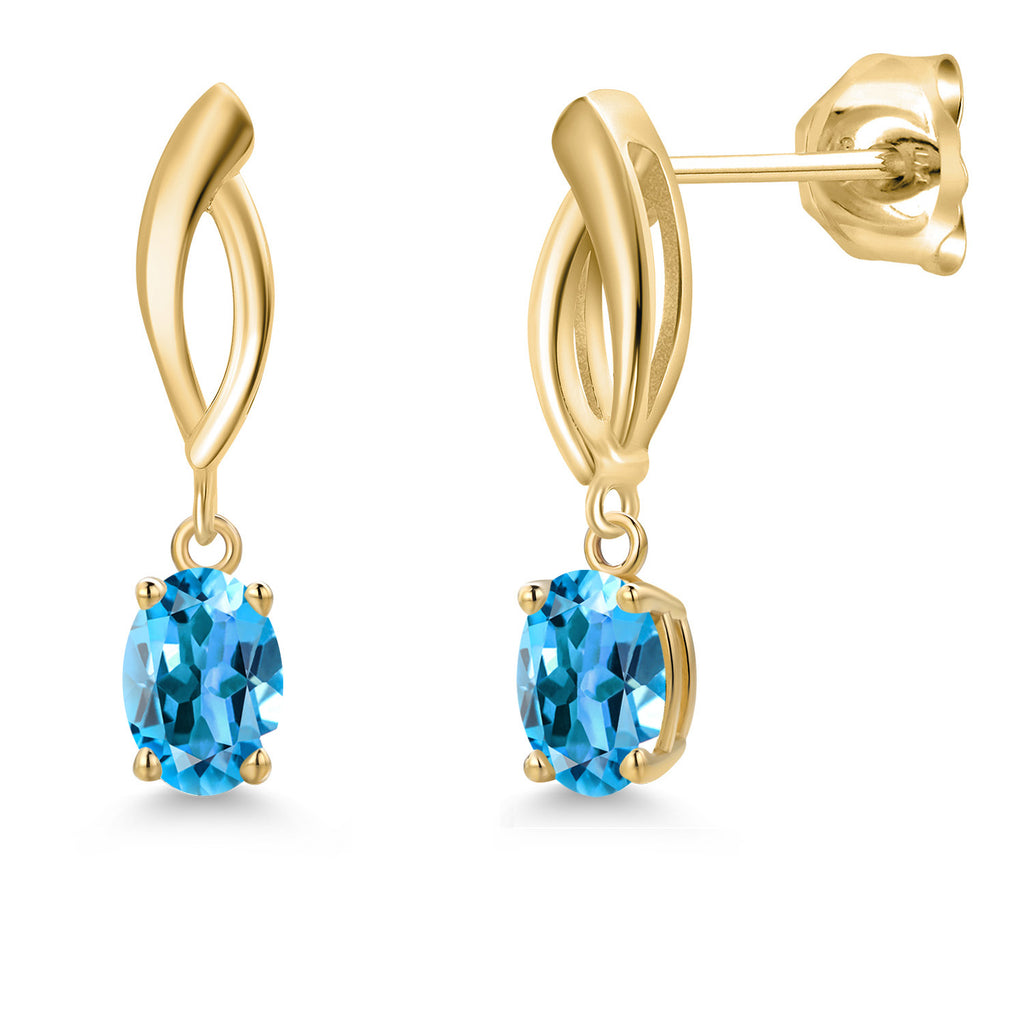 Swiss Blue Topaz - November_Earrings in 10K Yellow Gold
