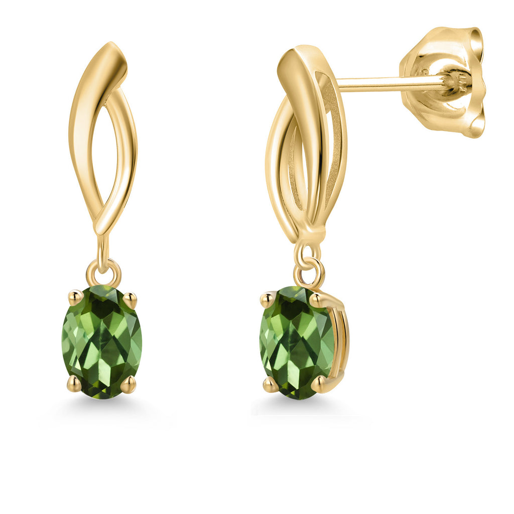 Green Tourmaline - October_Earrings in 10K Yellow Gold