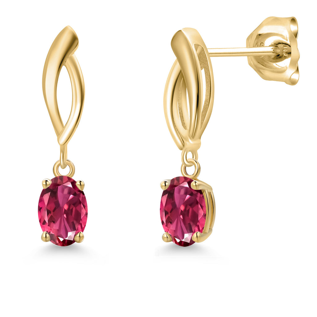 Pink Tourmaline - October_Earrings in 10K Yellow Gold