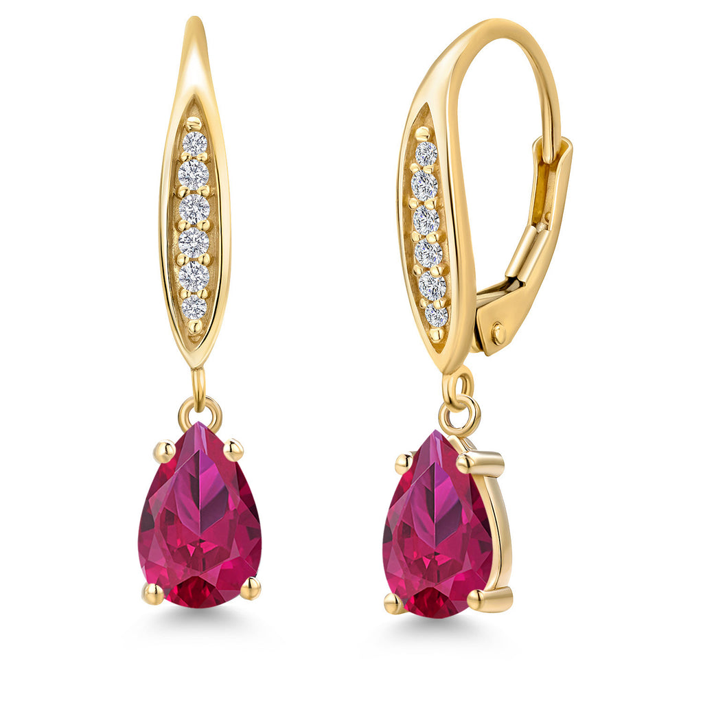 Created Ruby - July_Earrings in 10K Yellow Gold