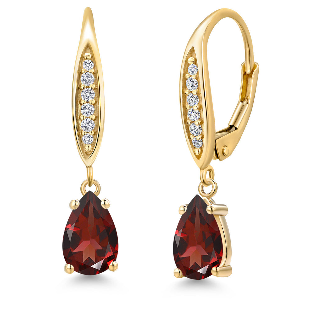 Garnet - January_Earrings in 10K Yellow Gold