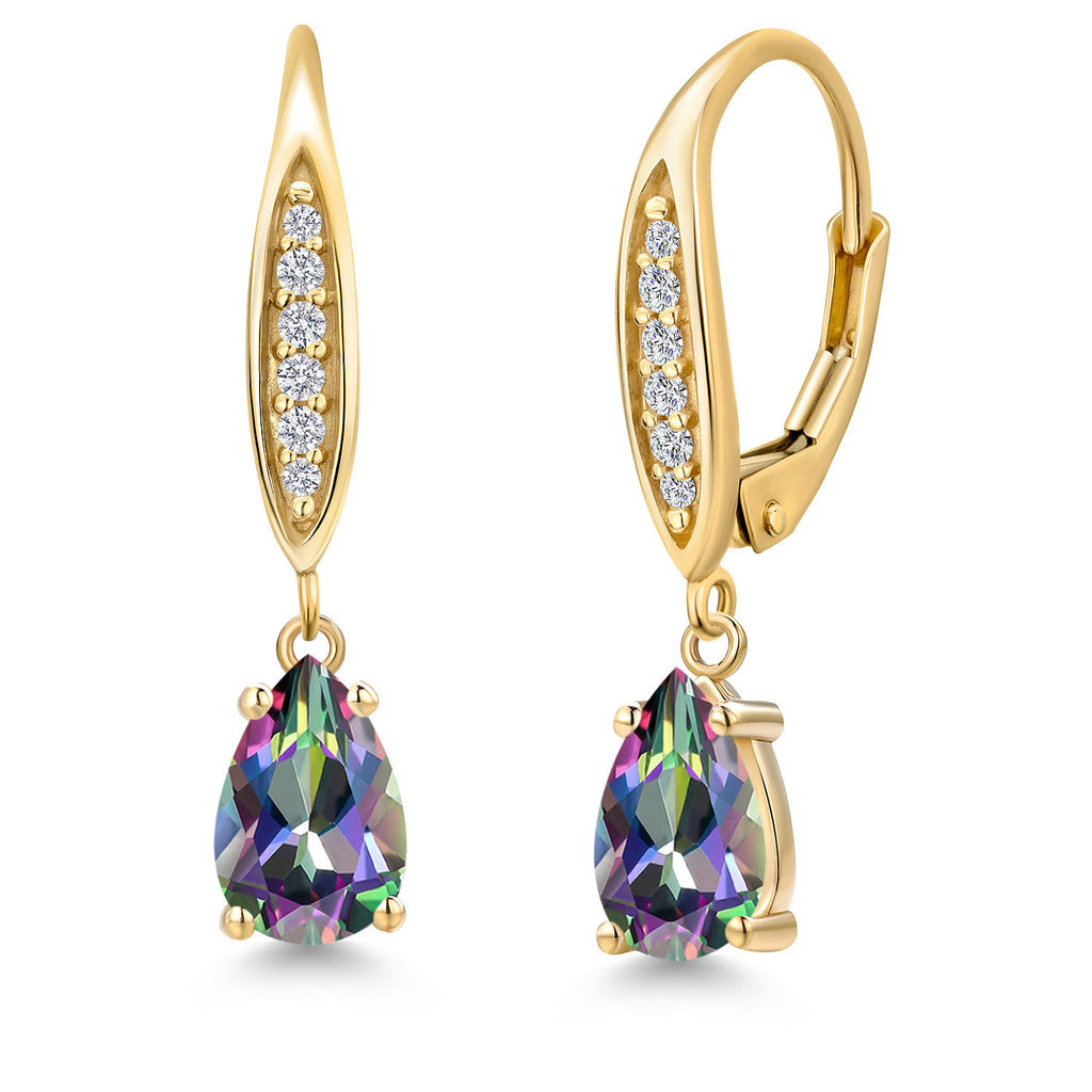 Green Mystic Topaz_Earrings in 10K Yellow Gold