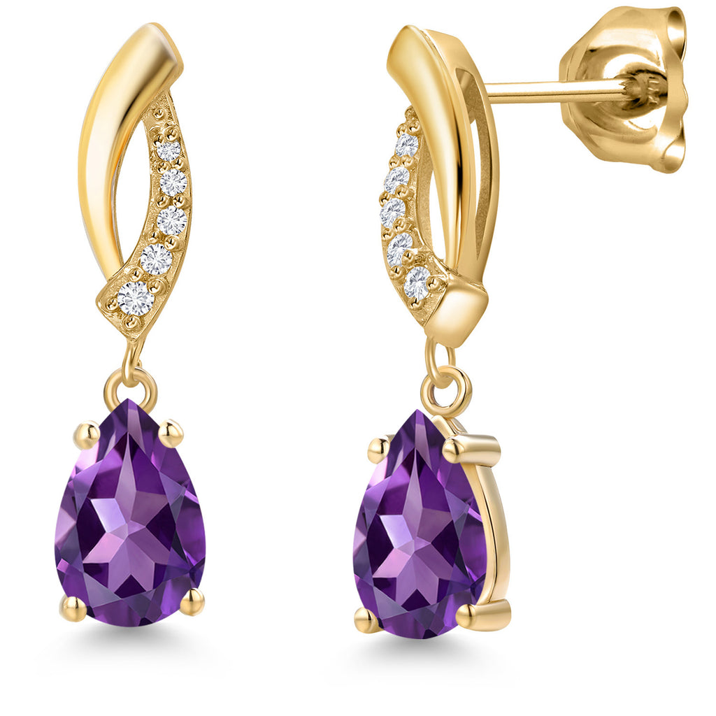 Amethyst - February_Earrings in 10K Yellow Gold