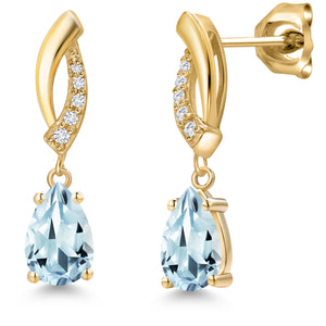 Aquamarine - March_Earrings in 10K Yellow Gold