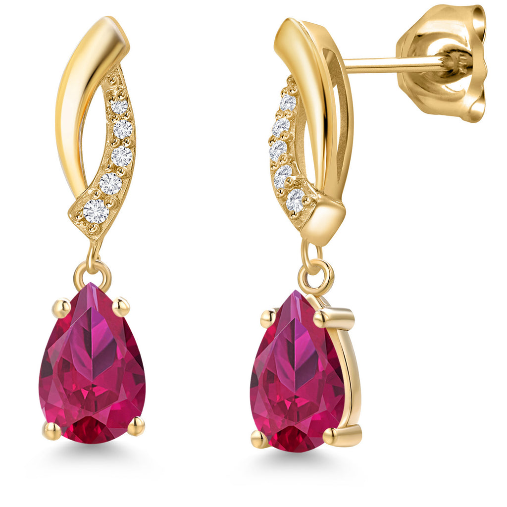Created Ruby - July_Earrings in 10K Yellow Gold