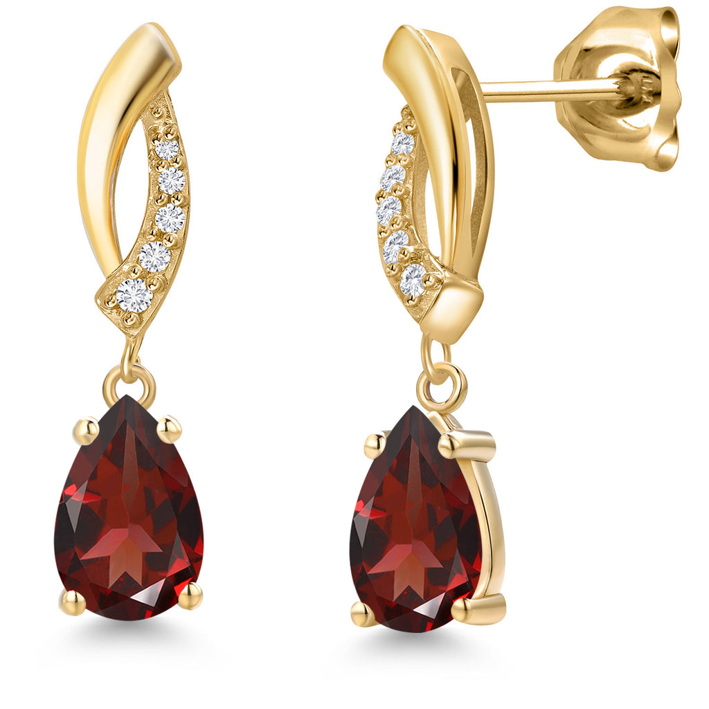 Garnet - January_Earrings in 10K Yellow Gold
