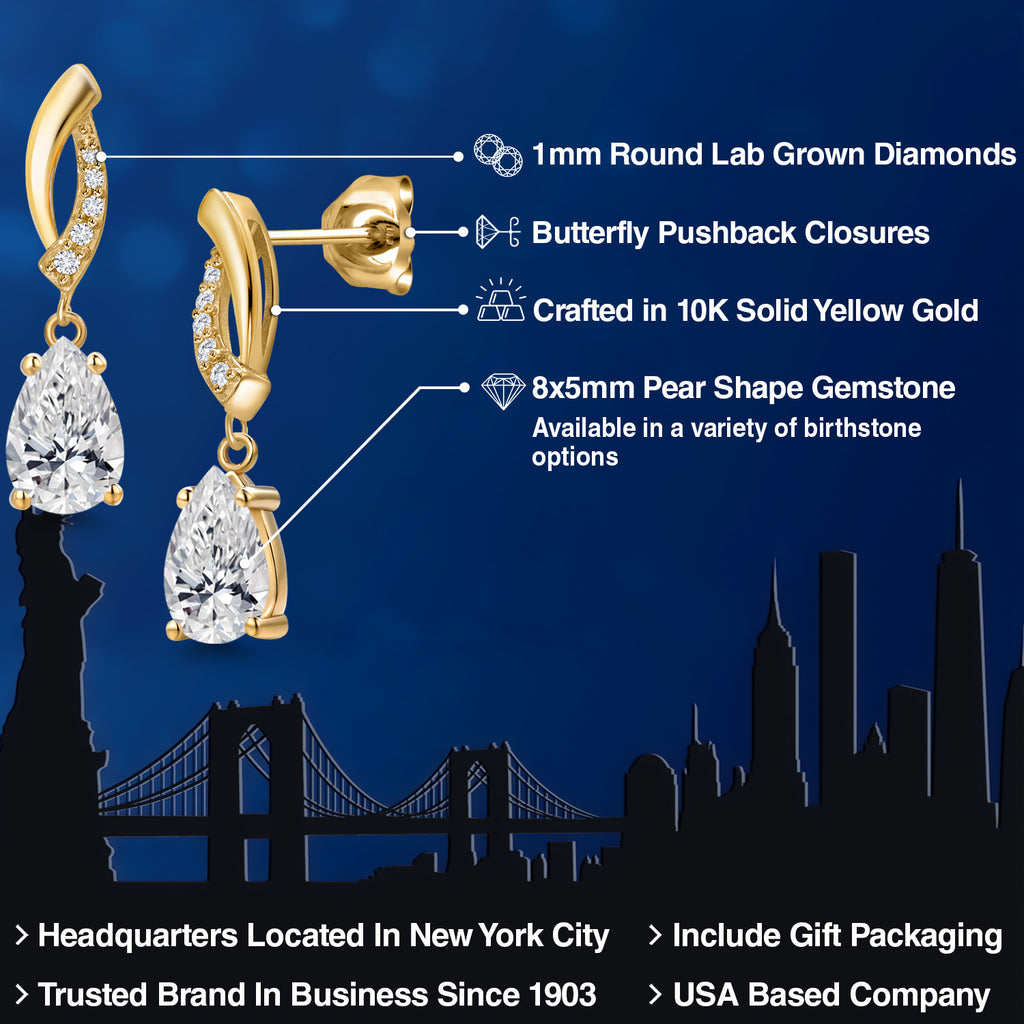 White Lab Grown Diamond - April_Earrings in 10K Yellow Gold