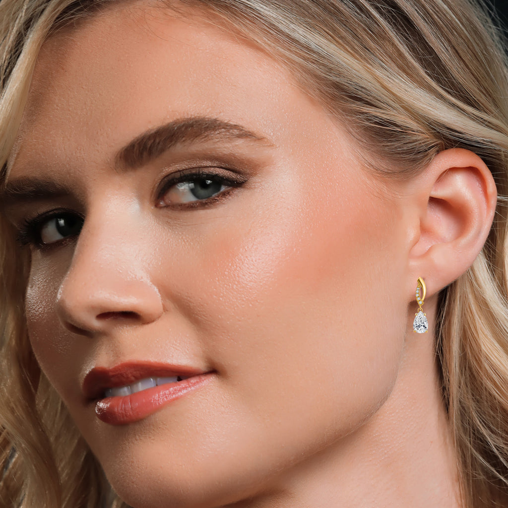 White Lab Grown Diamond - April_Earrings in 10K Yellow Gold