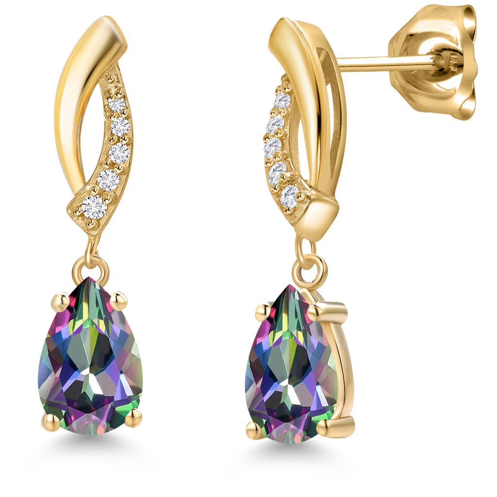 Green Mystic Topaz_Earrings in 10K Yellow Gold