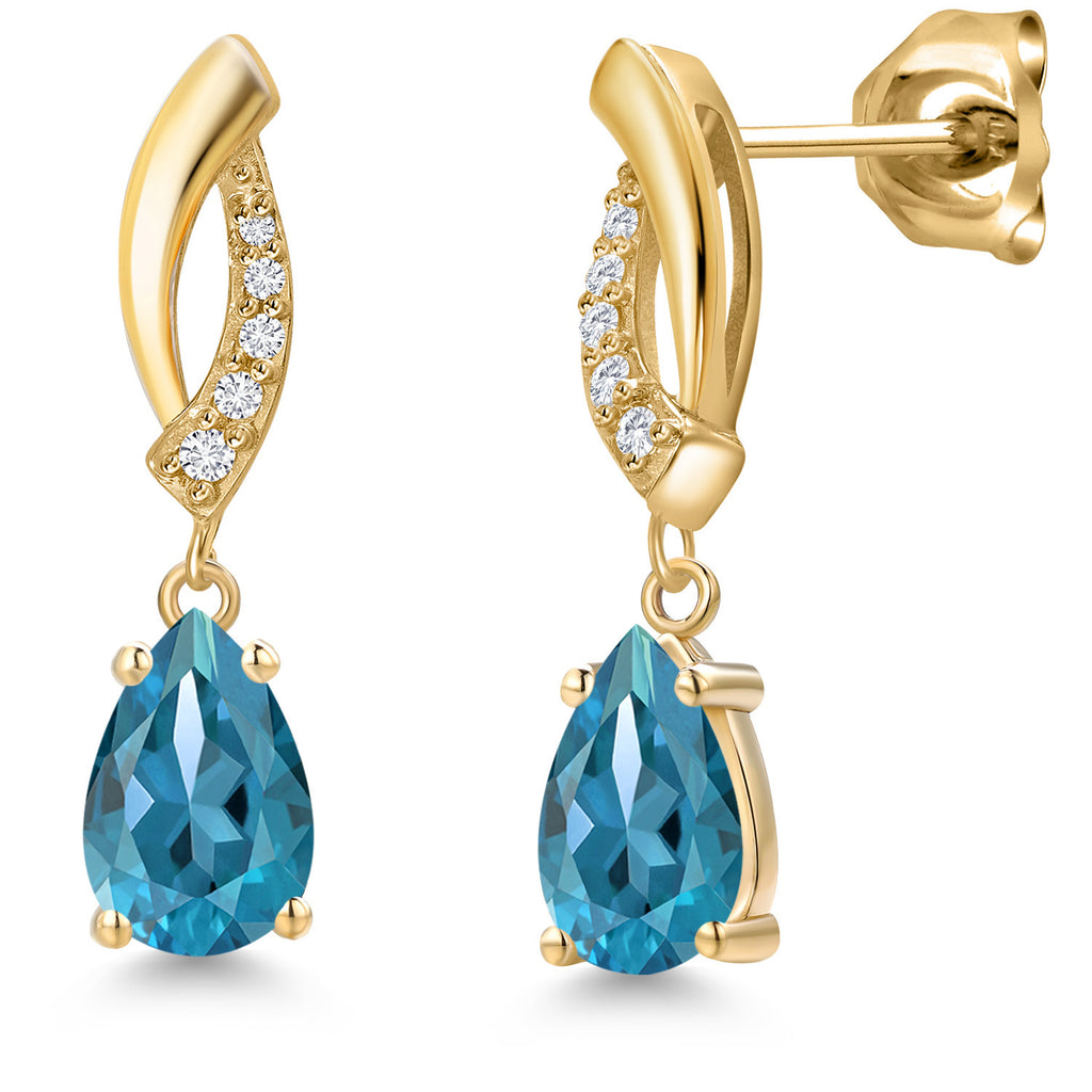 London Blue Topaz - November_Earrings in 10K Yellow Gold