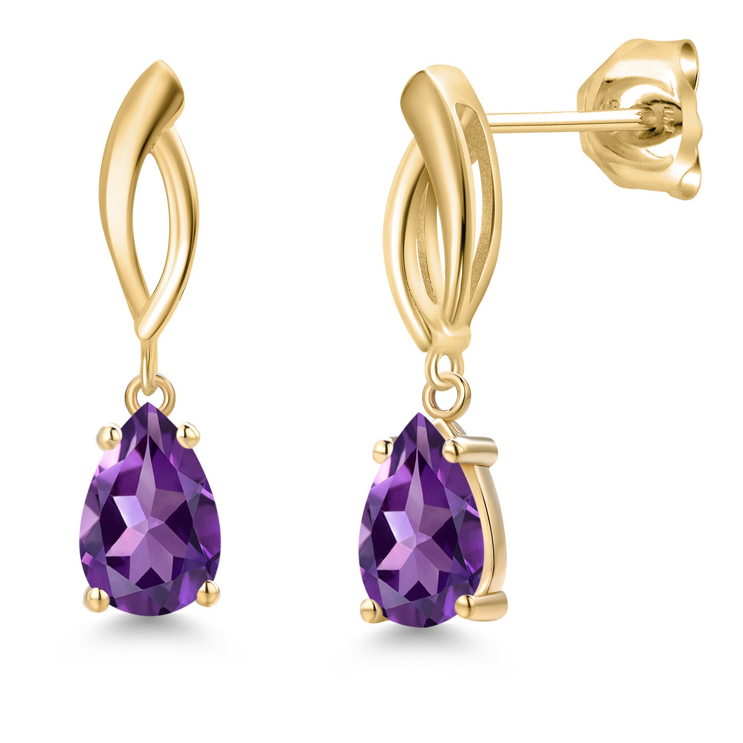 Amethyst - February_Earrings in 10K Yellow Gold