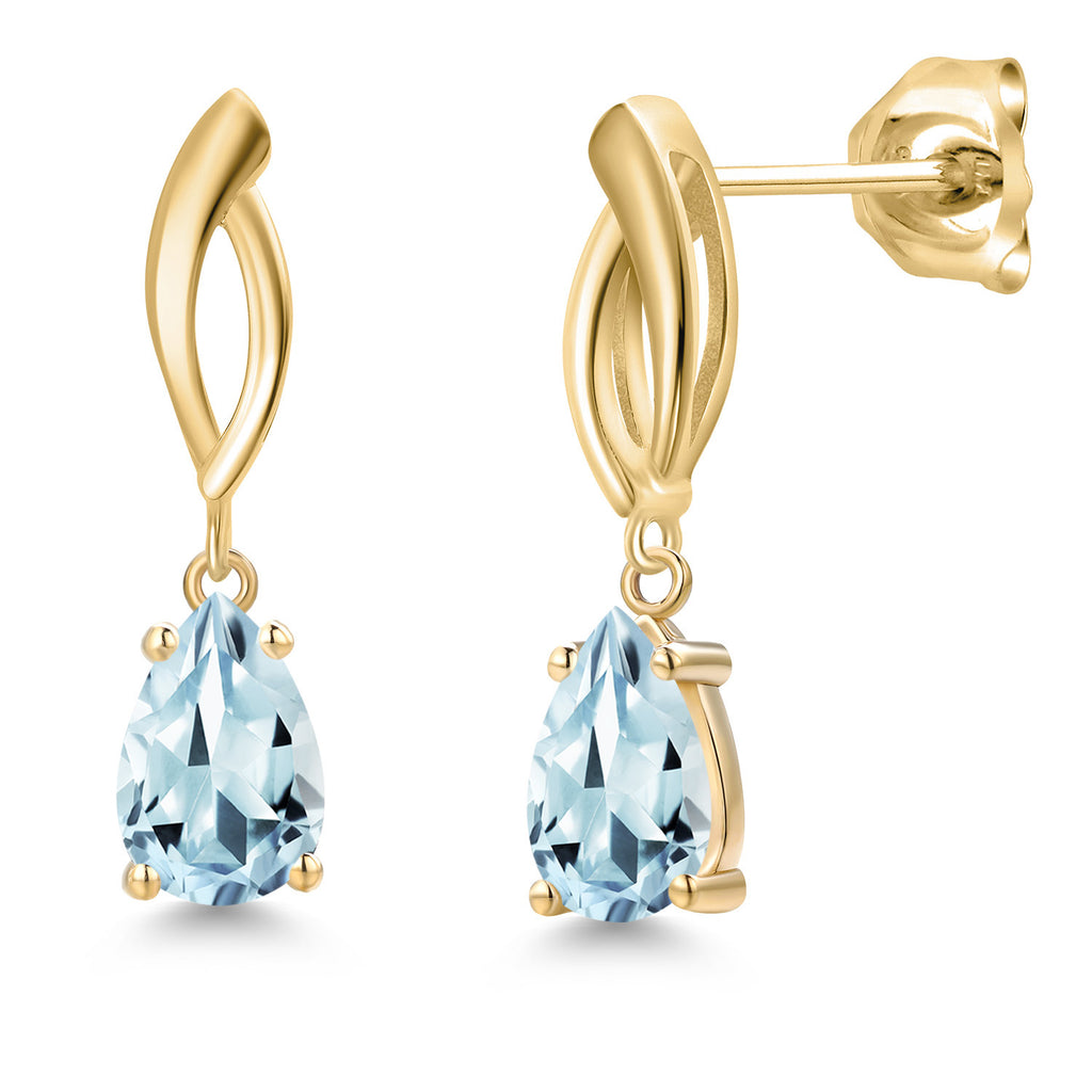 Aquamarine - March_Earrings in 10K Yellow Gold