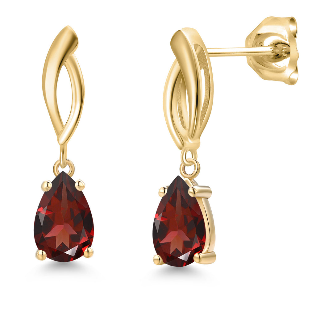 Garnet - January_Earrings in 10K Yellow Gold