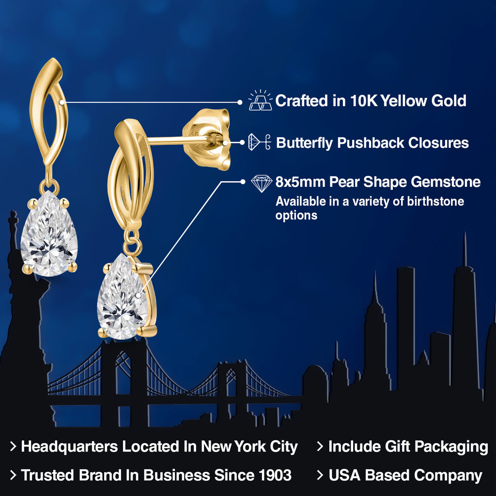 White Lab Grown Diamond - April_Earrings in 10K Yellow Gold