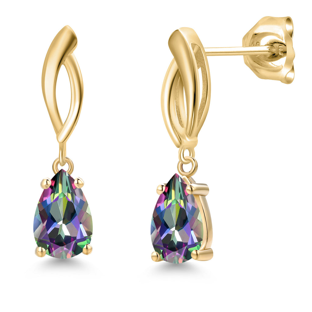 Green Mystic Topaz_Earrings in 10K Yellow Gold
