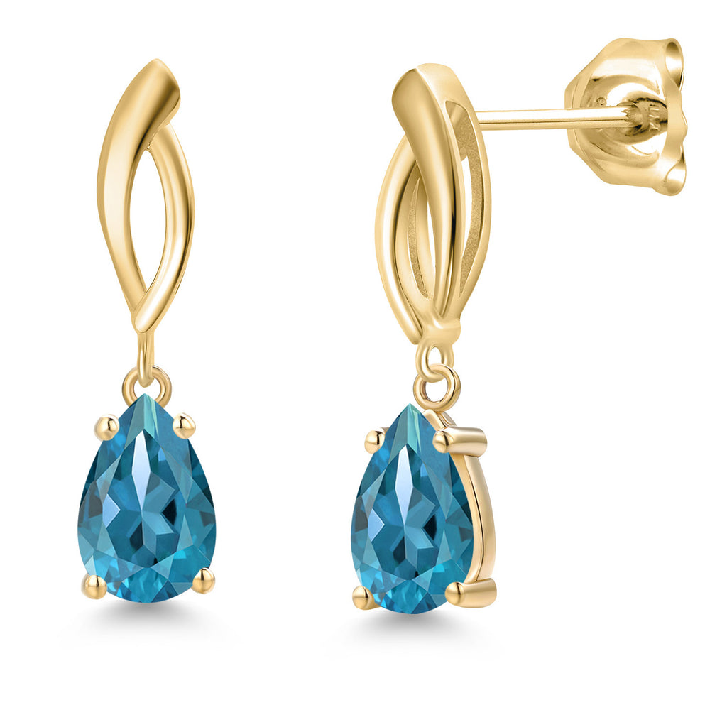 London Blue Topaz - November_Earrings in 10K Yellow Gold