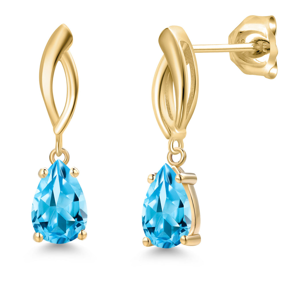 Swiss Blue Topaz - November_Earrings in 10K Yellow Gold