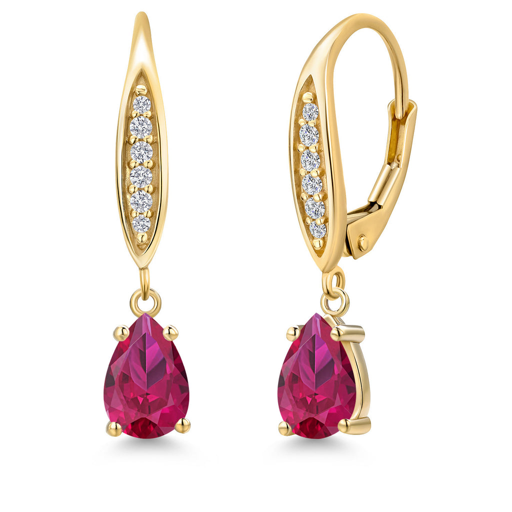 Created Ruby - July_Earrings in 10K Yellow Gold