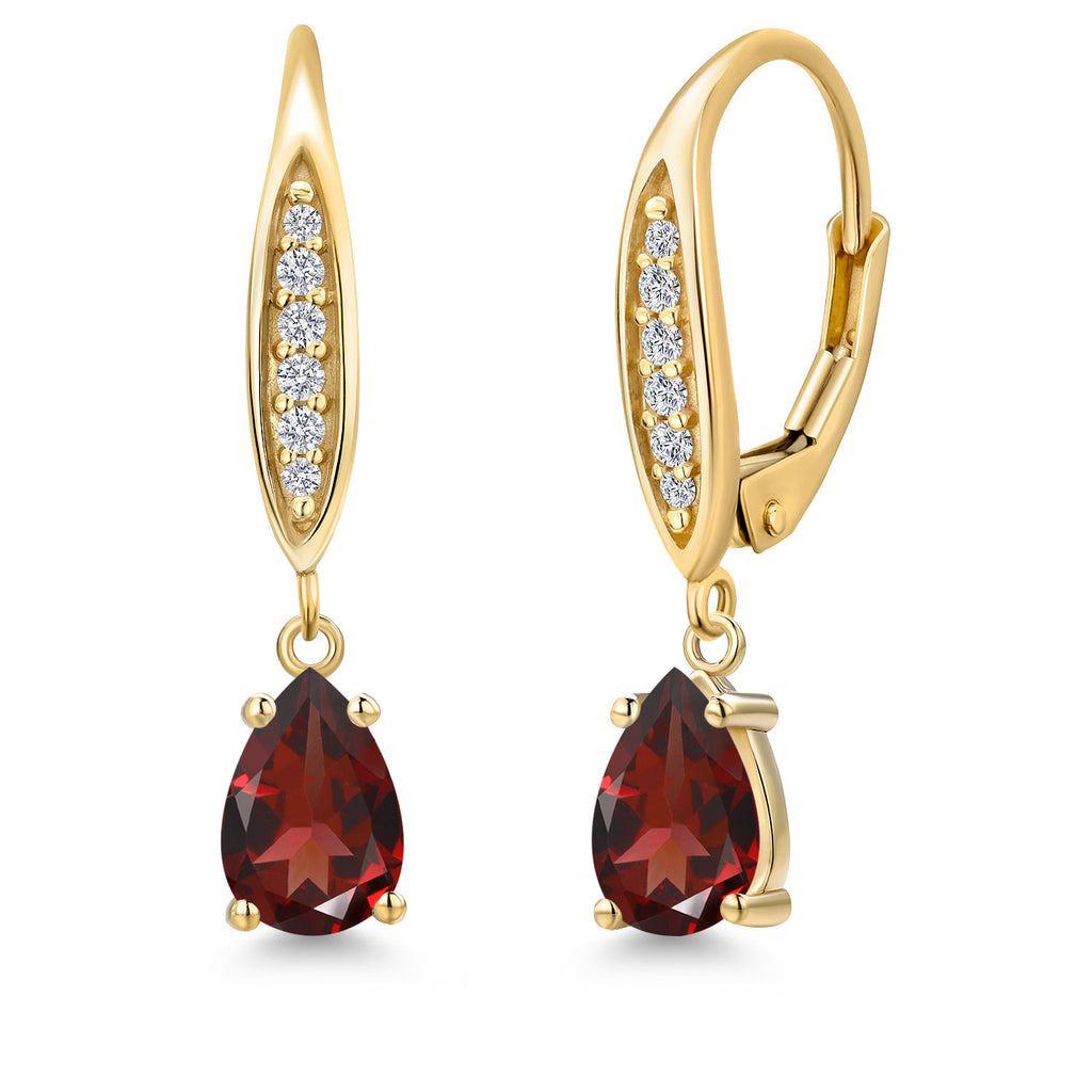 Garnet - January_Earrings in 10K Yellow Gold