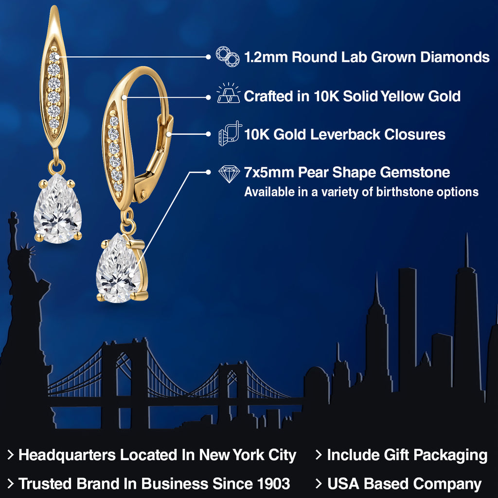 White Lab Grown Diamond - April_Earrings in 10K Yellow Gold