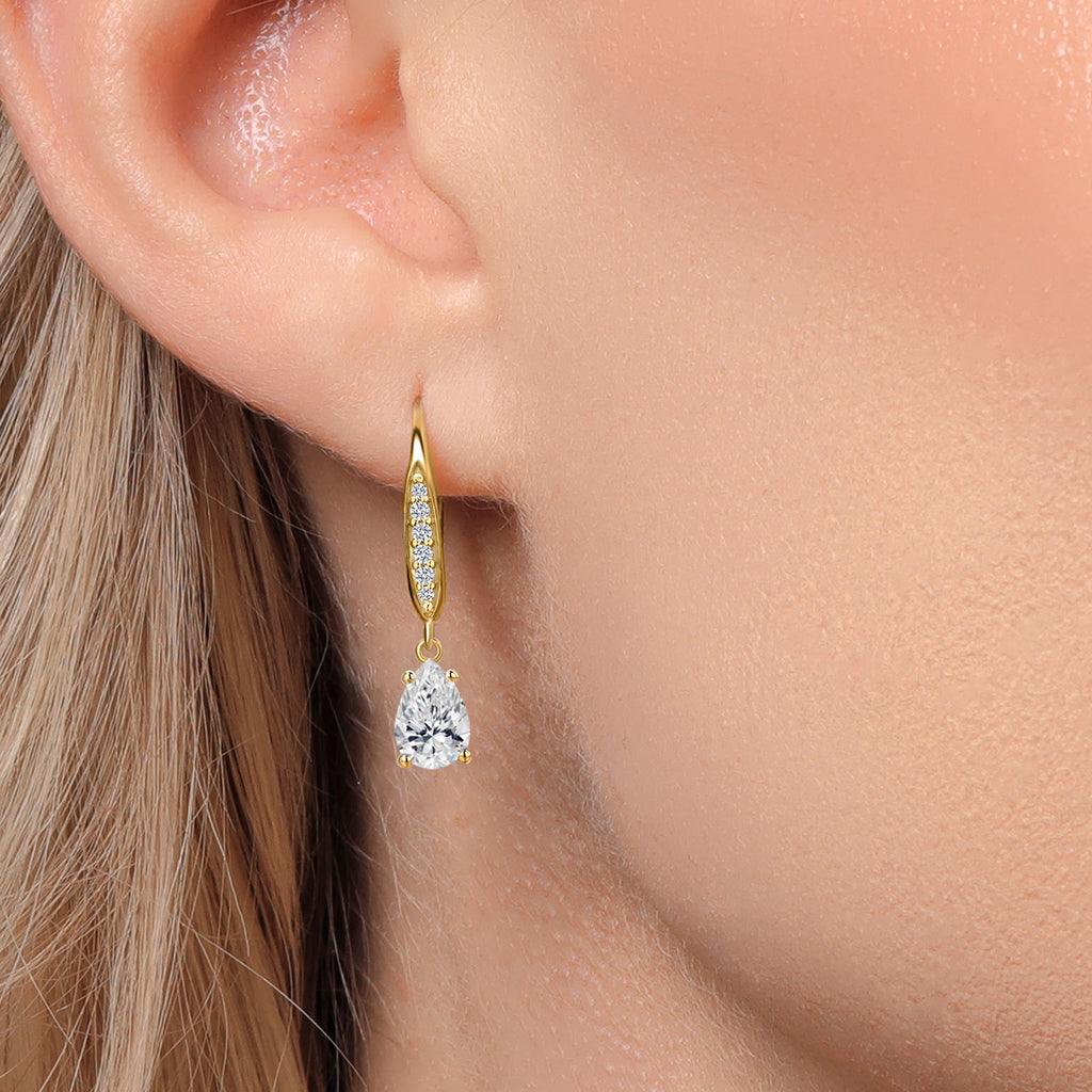 White Lab Grown Diamond - April_Earrings in 10K Yellow Gold