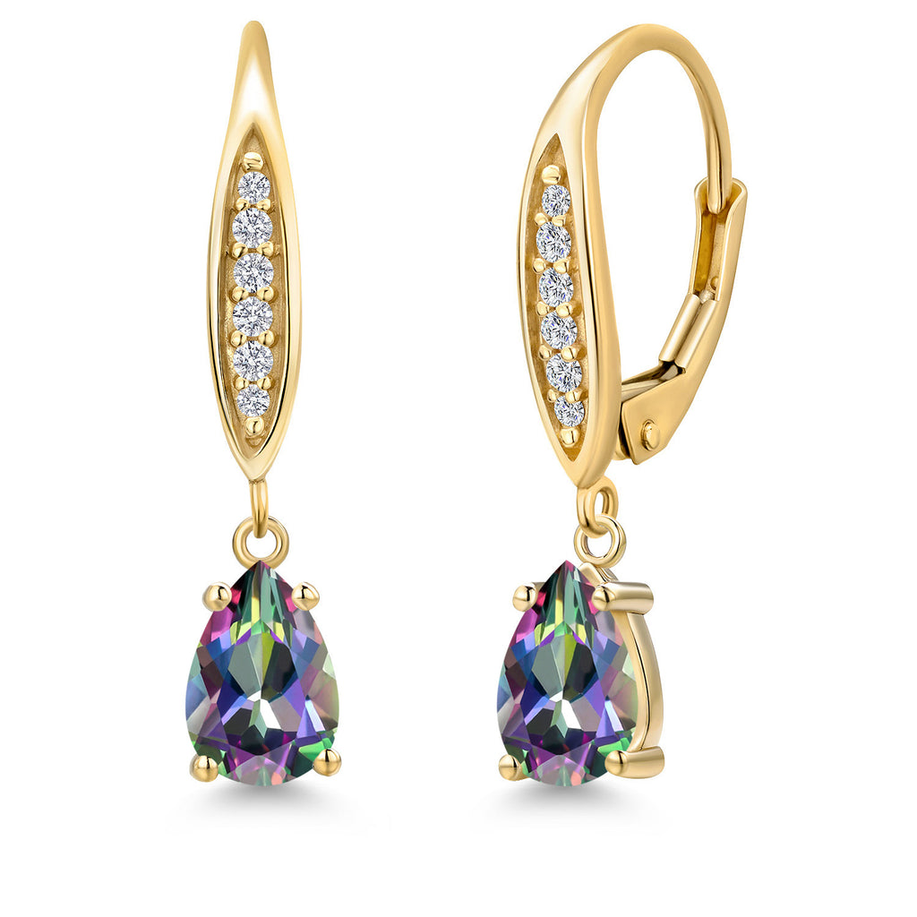 Green Mystic Topaz_Earrings in 10K Yellow Gold