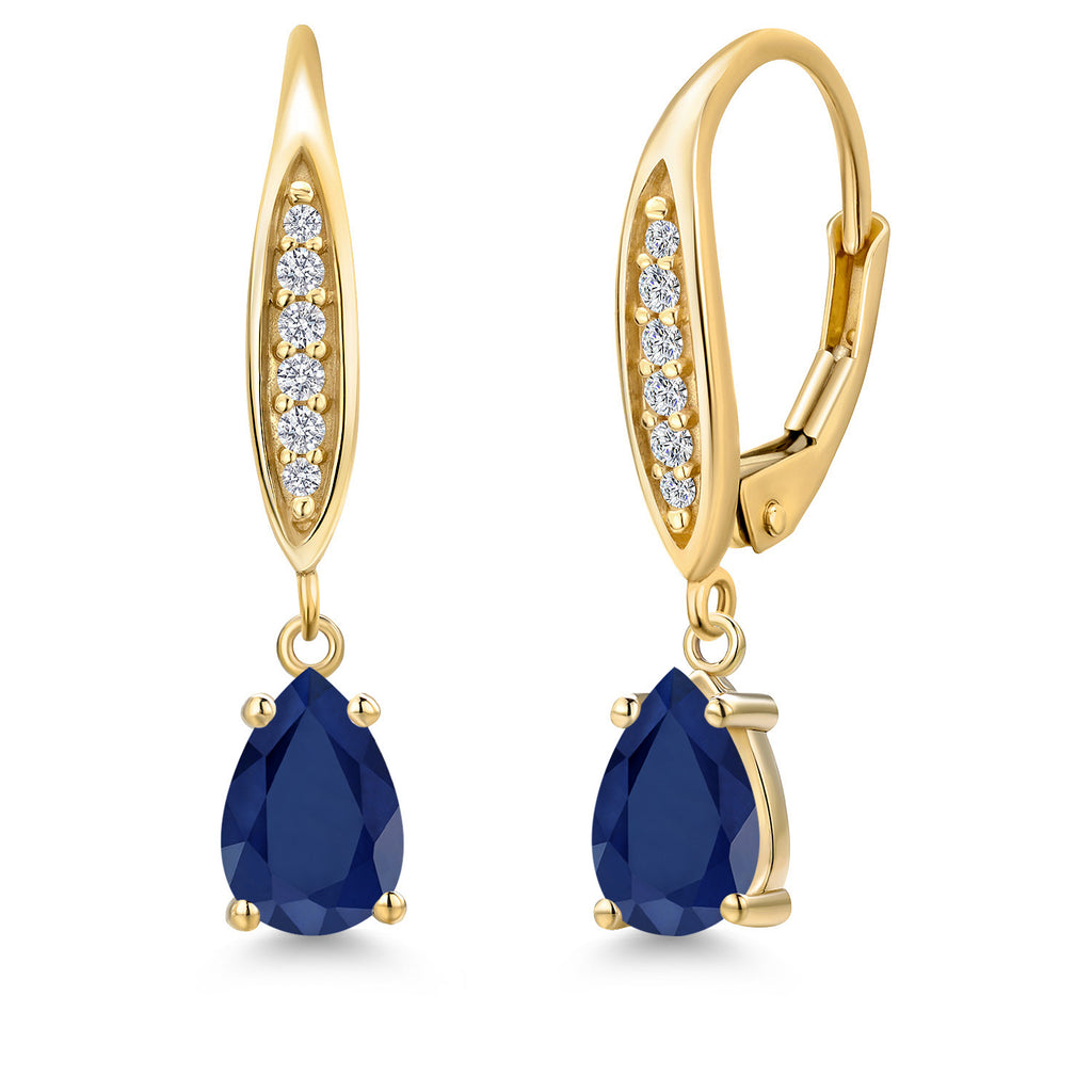 Blue Sapphire - September_Earrings in 10K Yellow Gold