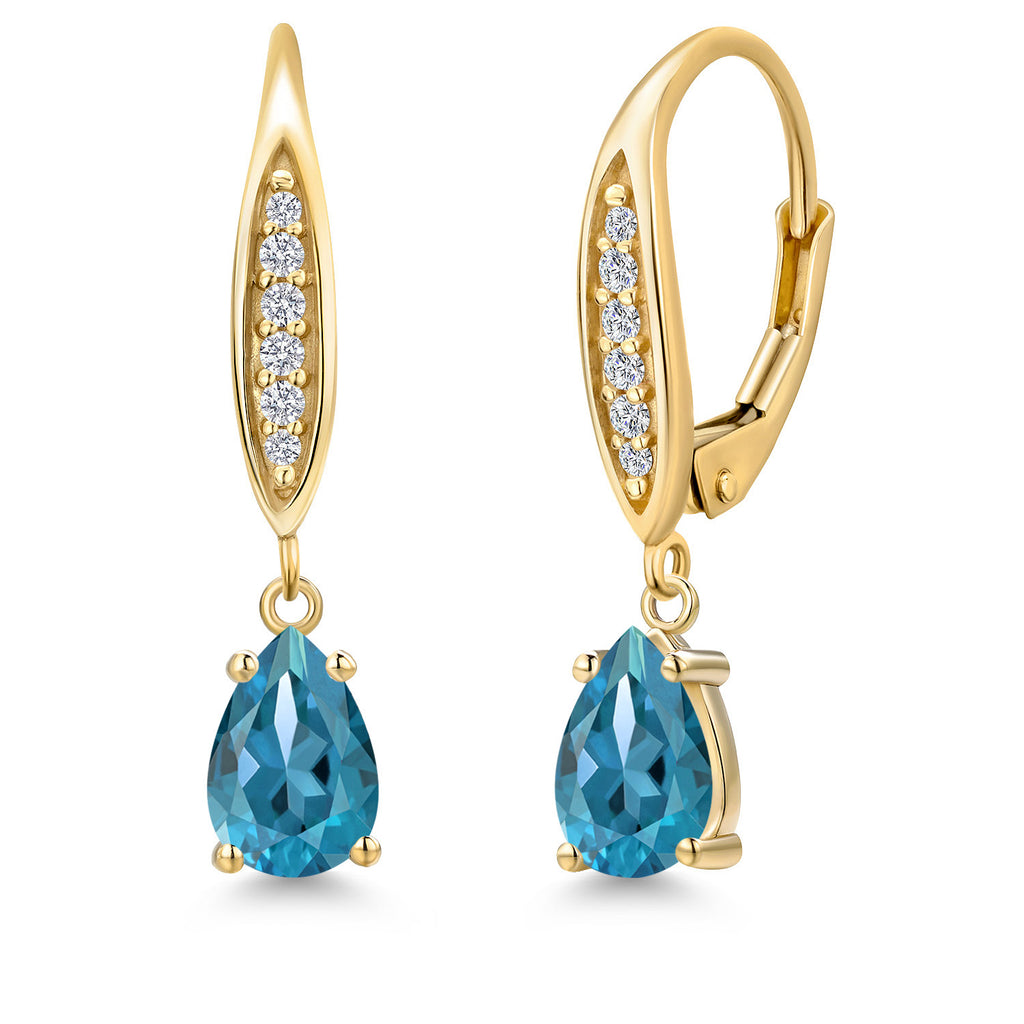 London Blue Topaz - November_Earrings in 10K Yellow Gold