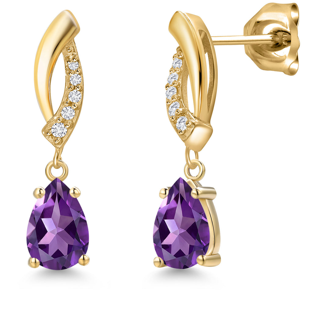 Amethyst - February_Earrings in 10K Yellow Gold
