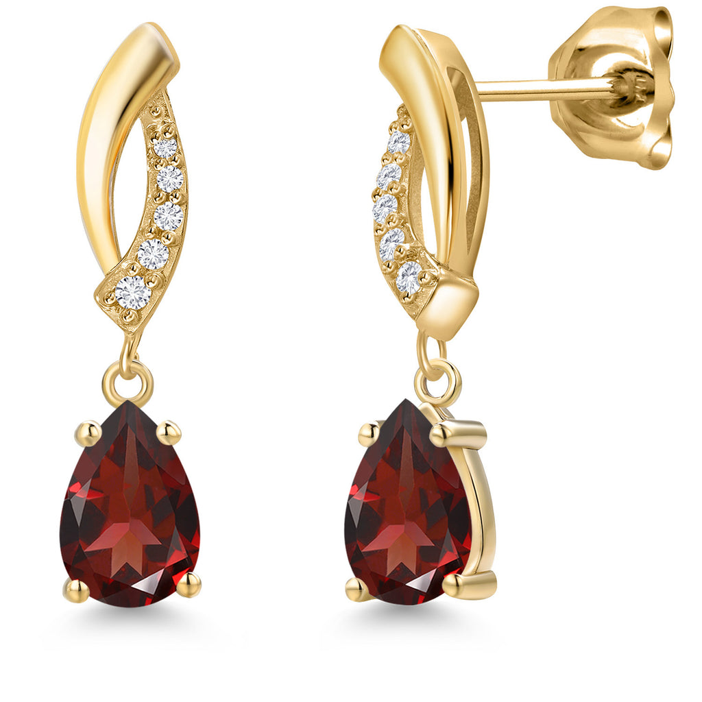 Garnet - January_Earrings in 10K Yellow Gold