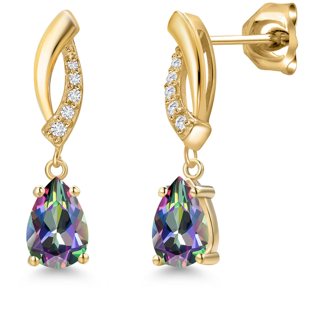 Green Mystic Topaz_Earrings in 10K Yellow Gold