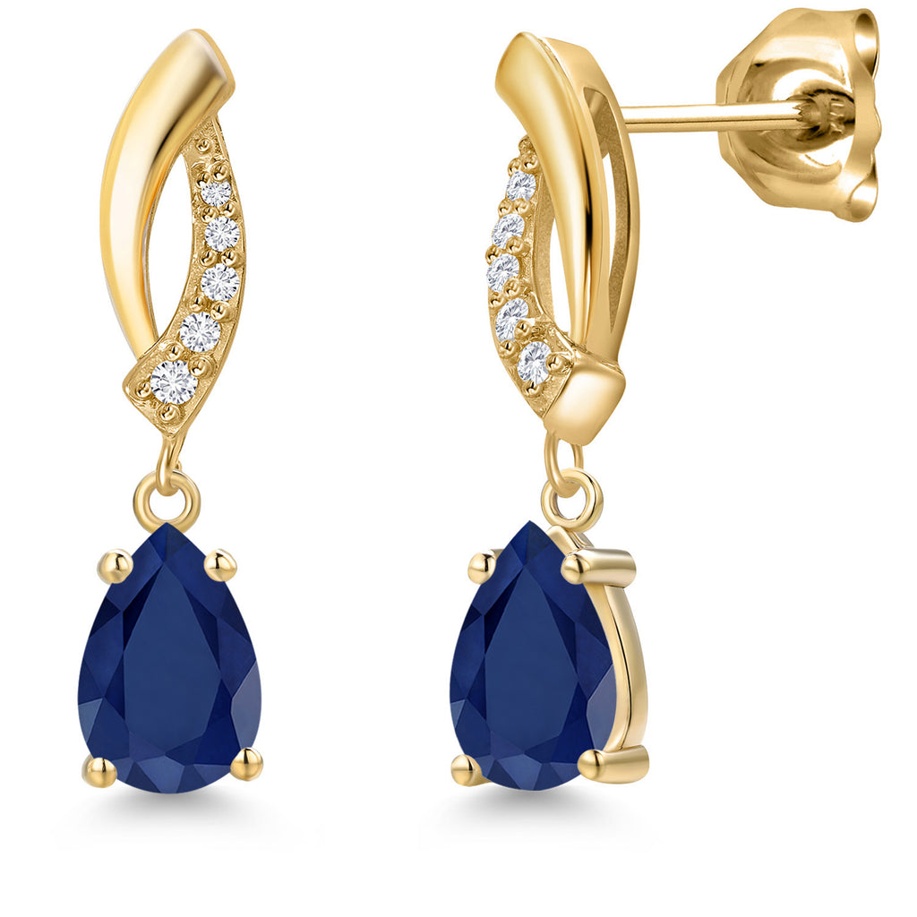 Blue Sapphire - September_Earrings in 10K Yellow Gold