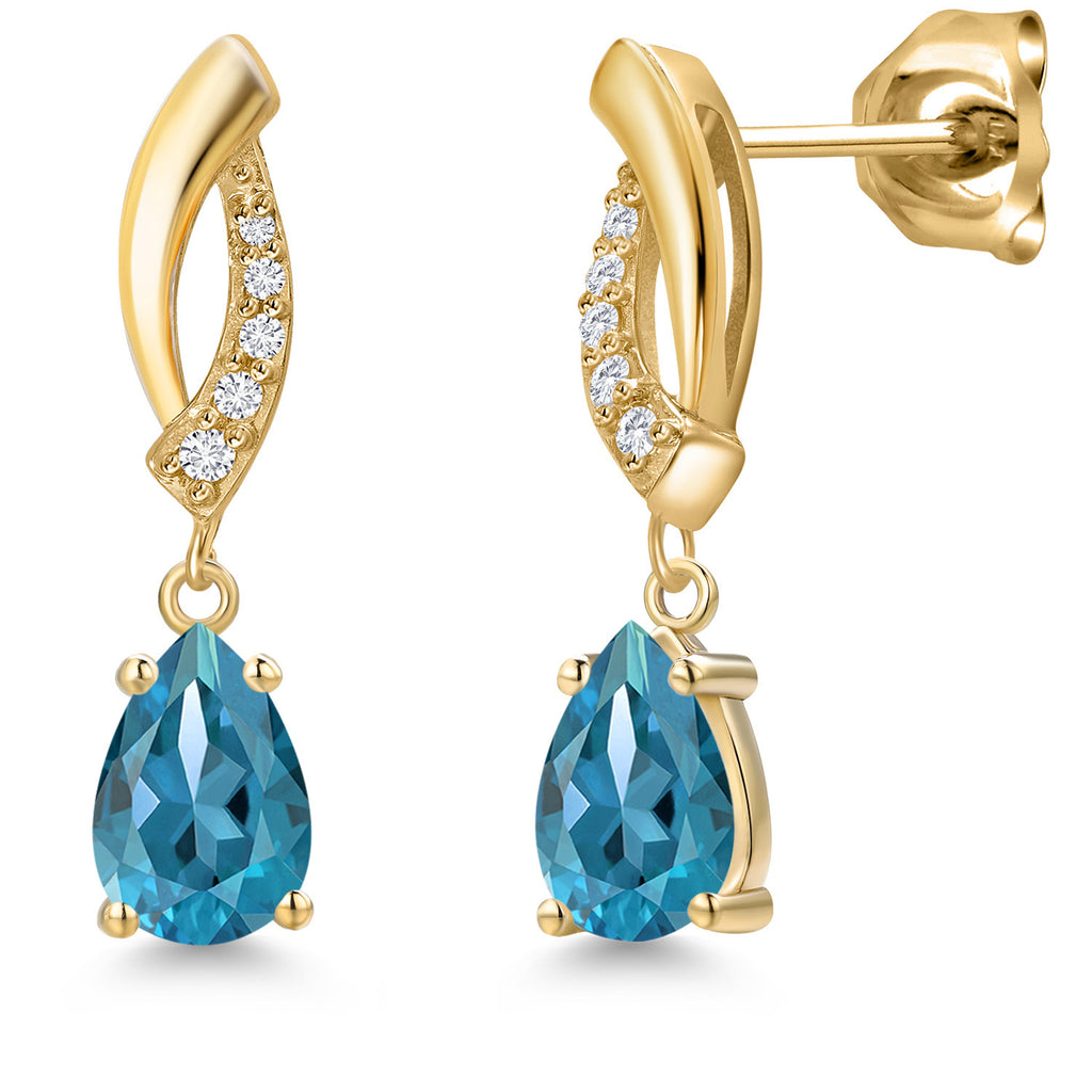 London Blue Topaz - November_Earrings in 10K Yellow Gold