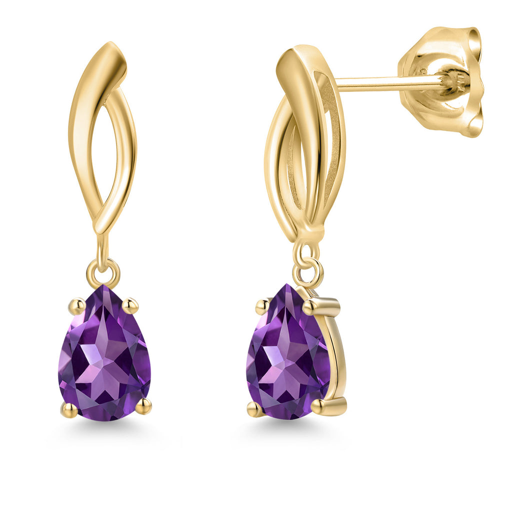Amethyst - February_Earrings in 10K Yellow Gold