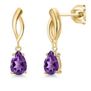 Amethyst - February_Earrings in 10K Yellow Gold