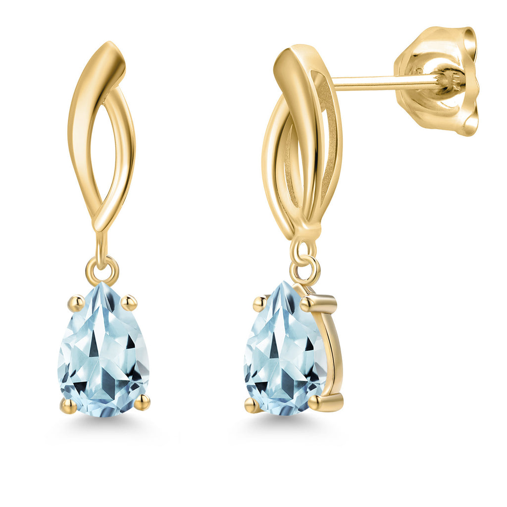 Aquamarine - March_Earrings in 10K Yellow Gold