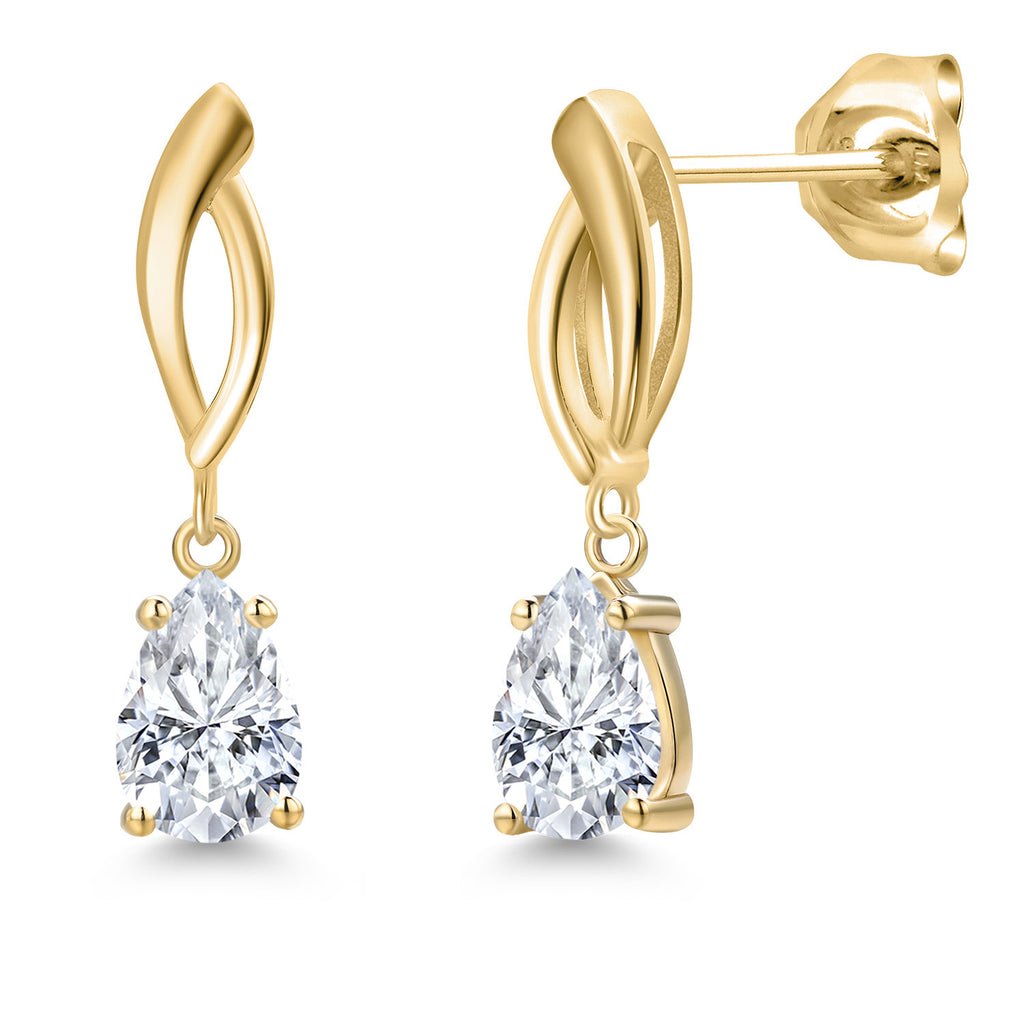 White Moissanite - April_Earrings in 10K Yellow Gold