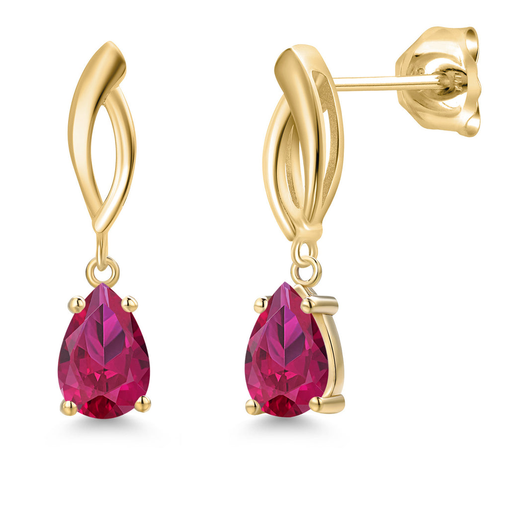 Created Ruby - July_Earrings in 10K Yellow Gold