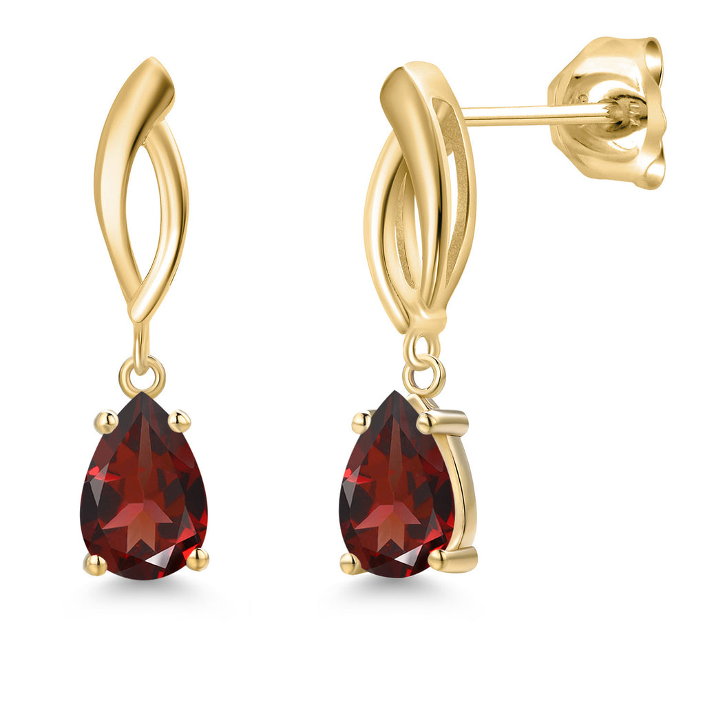 Garnet - January_Earrings in 10K Yellow Gold