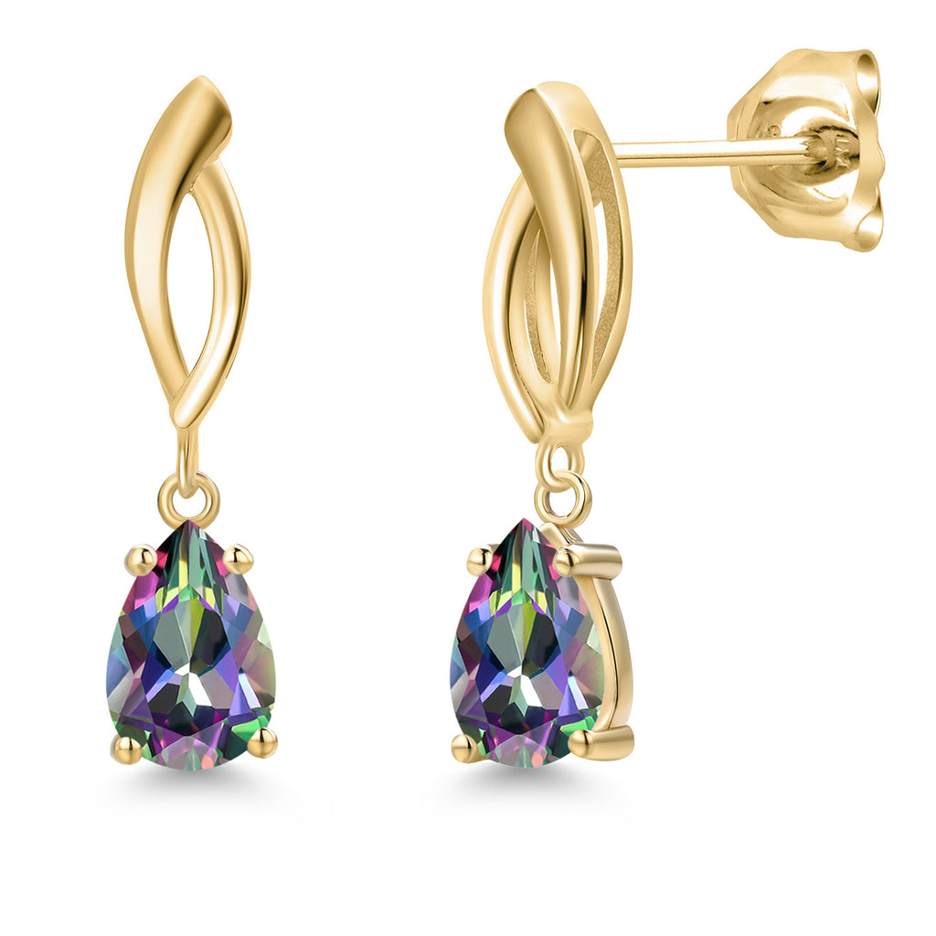 Green Mystic Topaz_Earrings in 10K Yellow Gold