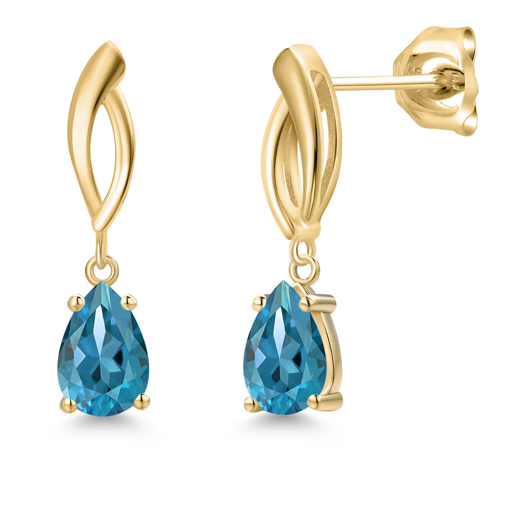 London Blue Topaz - November_Earrings in 10K Yellow Gold