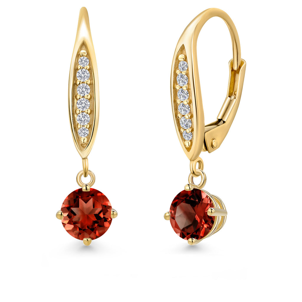 Garnet - January_Earrings in 10K Yellow Gold