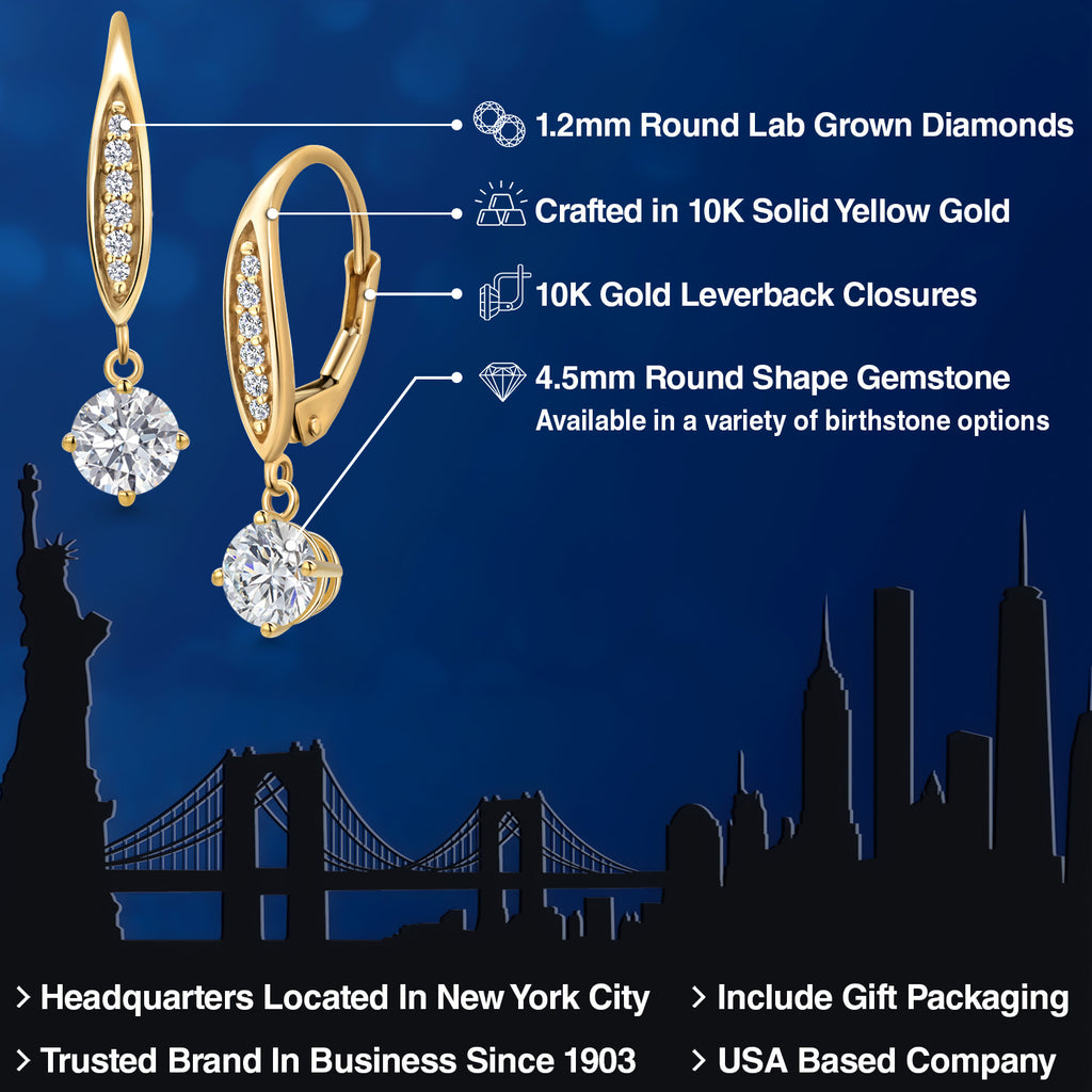 White Lab Grown Diamond - April_Earrings in 10K Yellow Gold