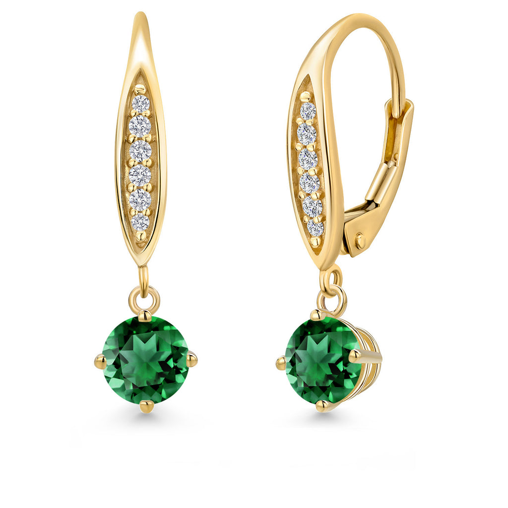 Nano Emerald - May_Earrings in 10K Yellow Gold