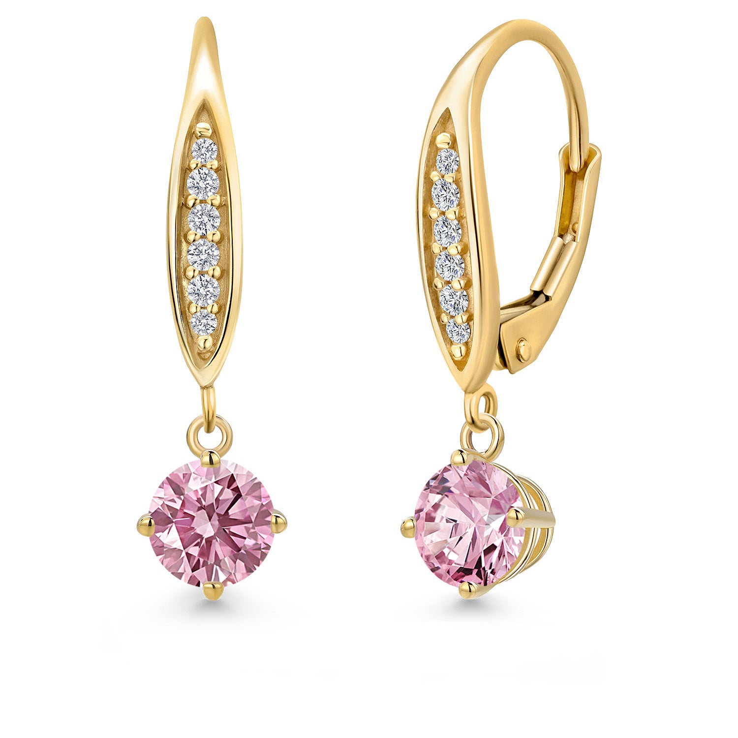 Pink Lab Grown Diamond - April_Earrings in 10K Yellow Gold