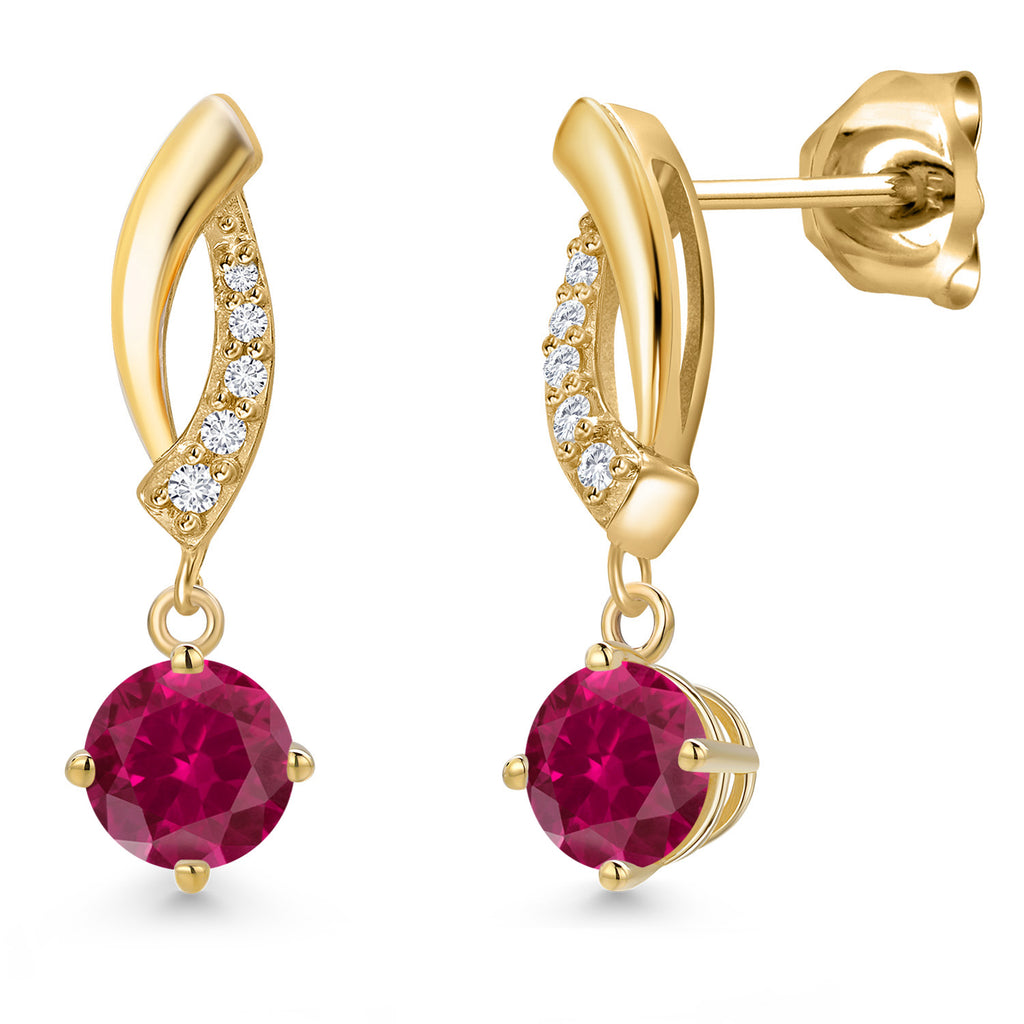 Created Ruby - July_Earrings in 10K Yellow Gold