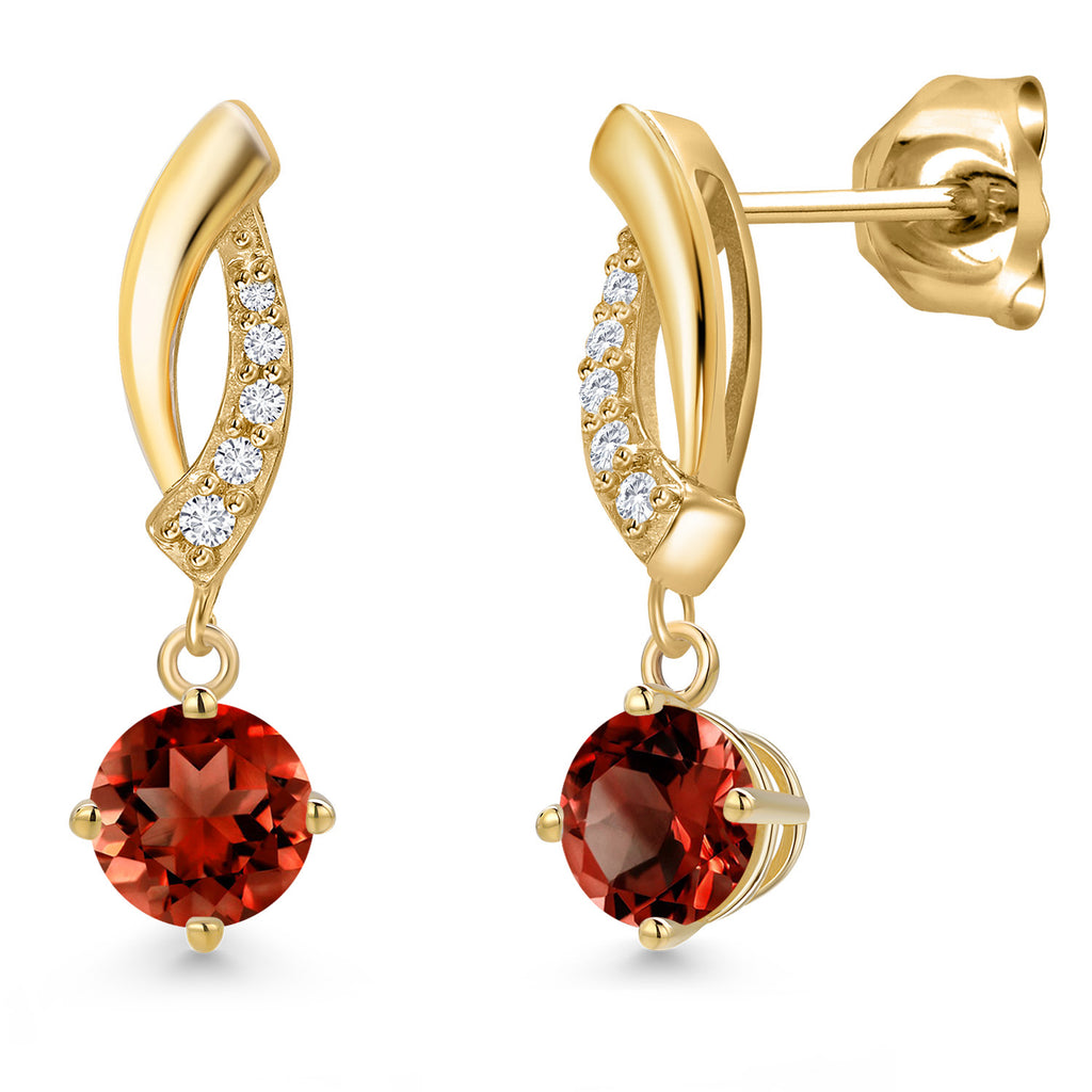 Garnet - January_Earrings in 10K Yellow Gold