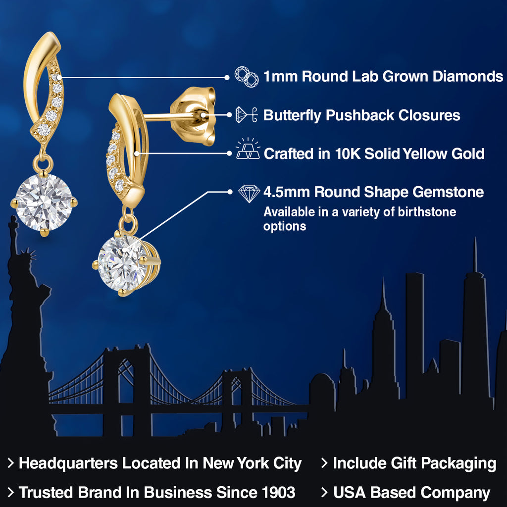 White Lab Grown Diamond - April_Earrings in 10K Yellow Gold