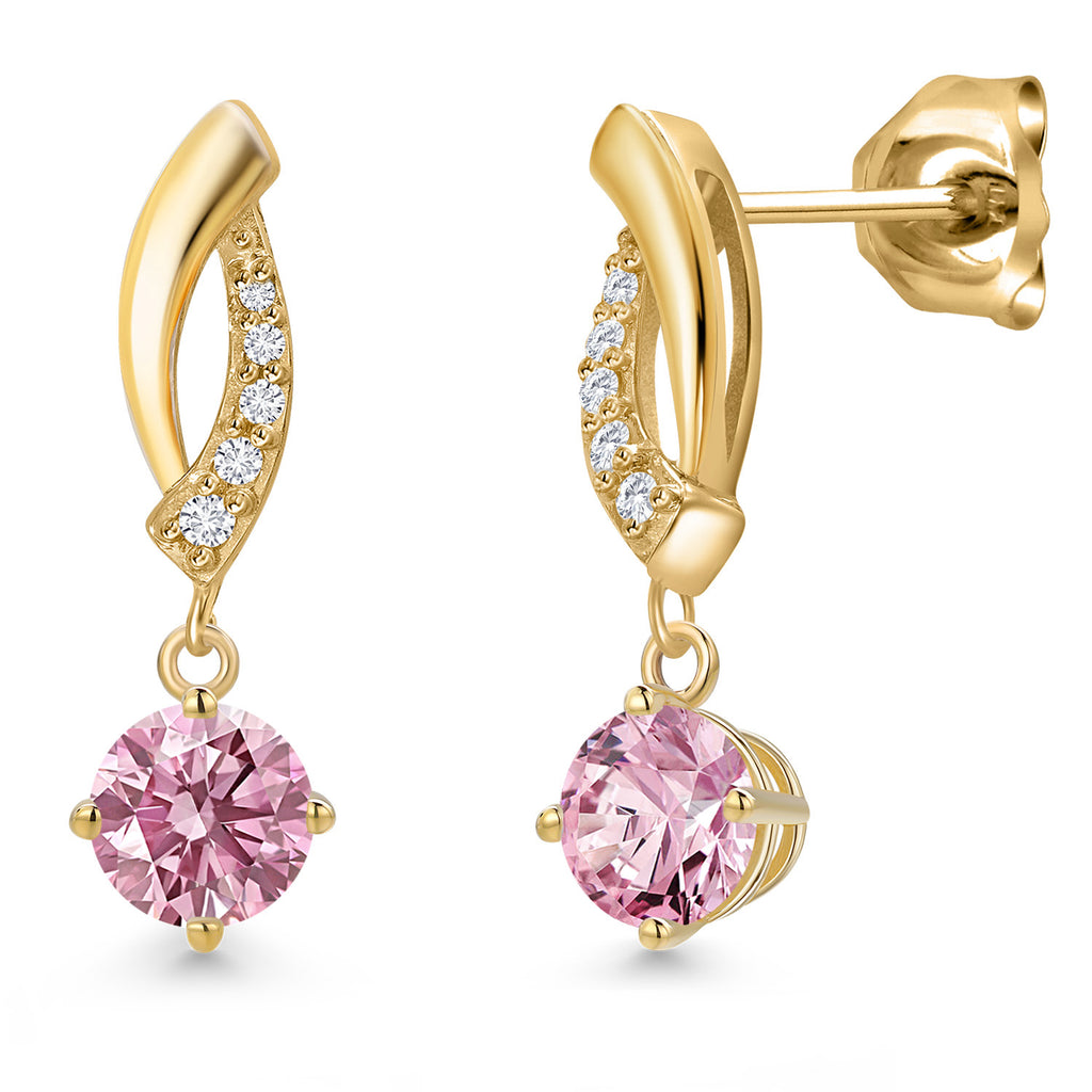 Pink Lab Grown Diamond - April_Earrings in 10K Yellow Gold