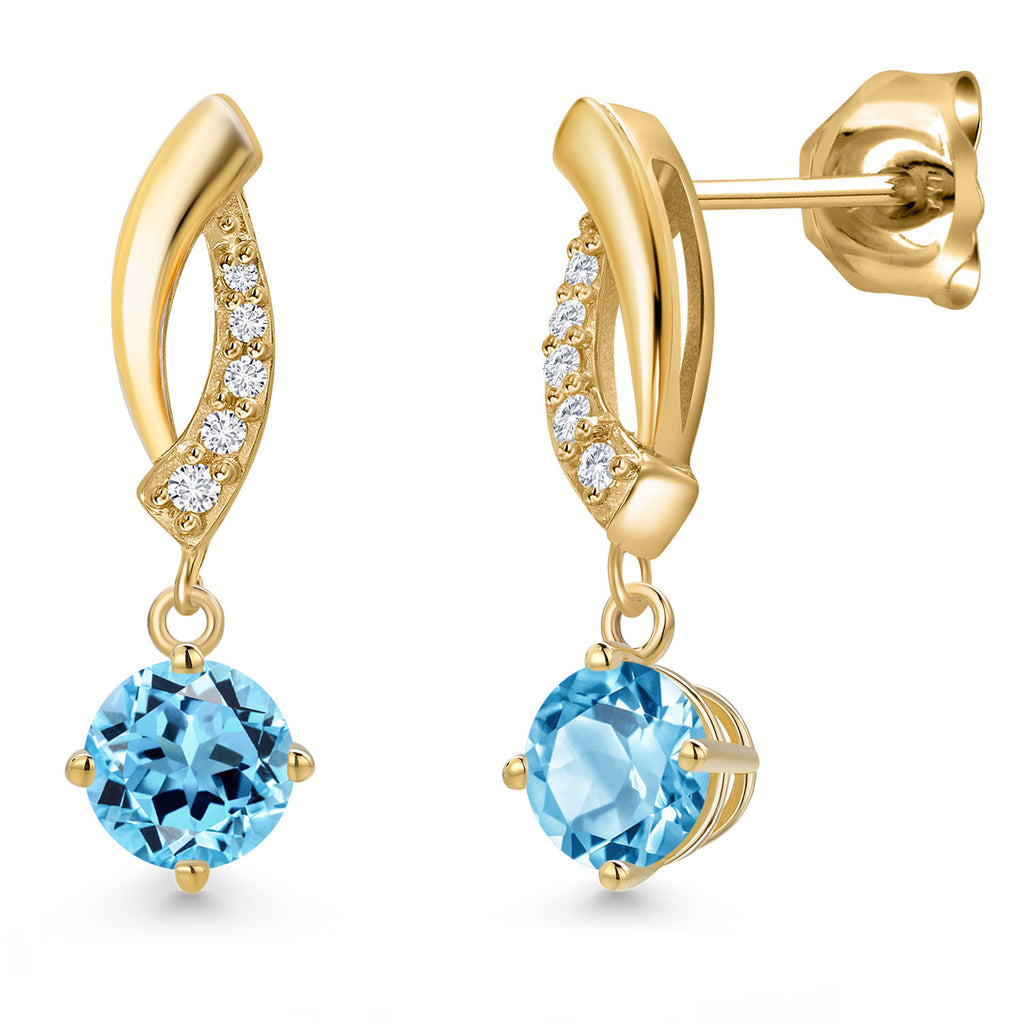Swiss Blue Topaz - November_Earrings in 10K Yellow Gold